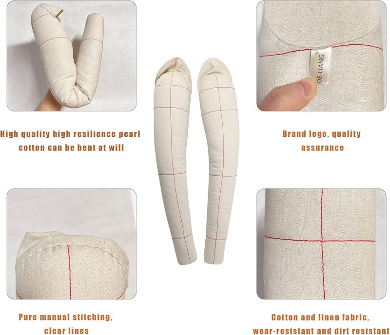 DE-LIANG Dress Form's Pattern Sewing Arms for Men,Adult Male Soft Cotton Arms for Full Body Tailor Mannequin, Fitting Mannequin's Arms 65cm, Draping Male Cotton Soft Arms,Size 96, Beige 1 Pair - Image 2